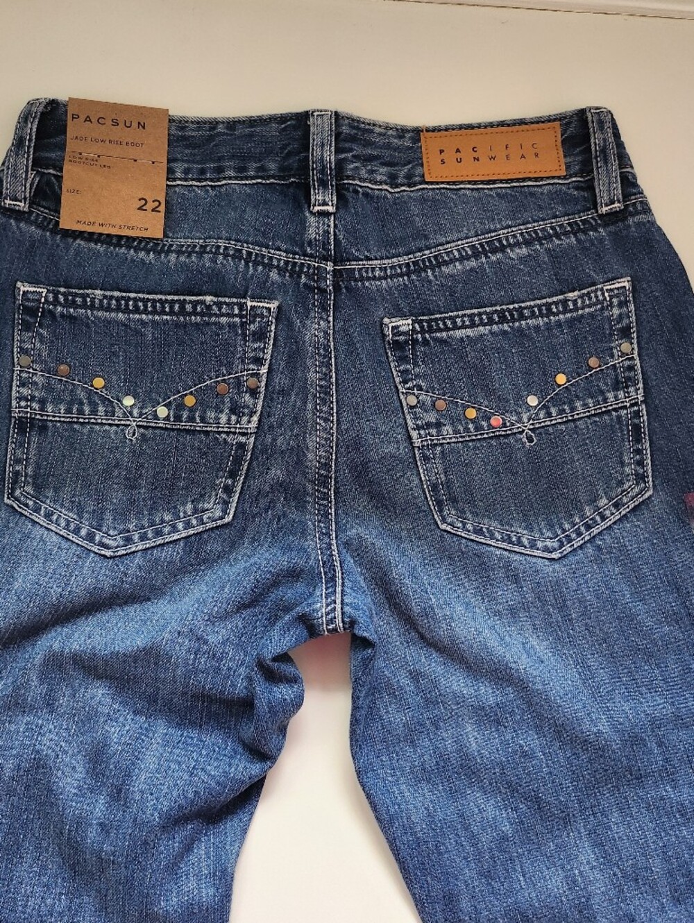 PacSun Women's Blue Lowrise Jeans with Back Pocket Dots